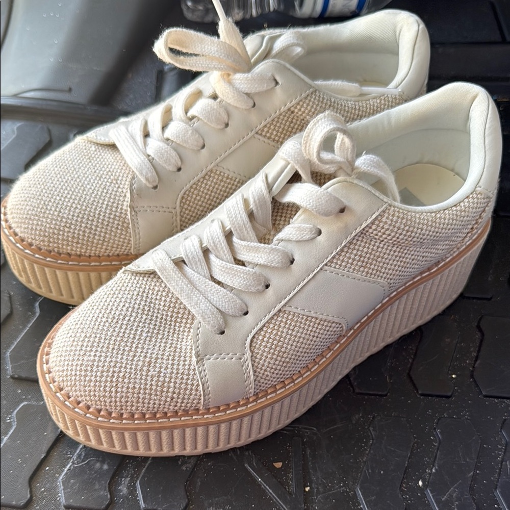 Women's Cream Platform Sneakers